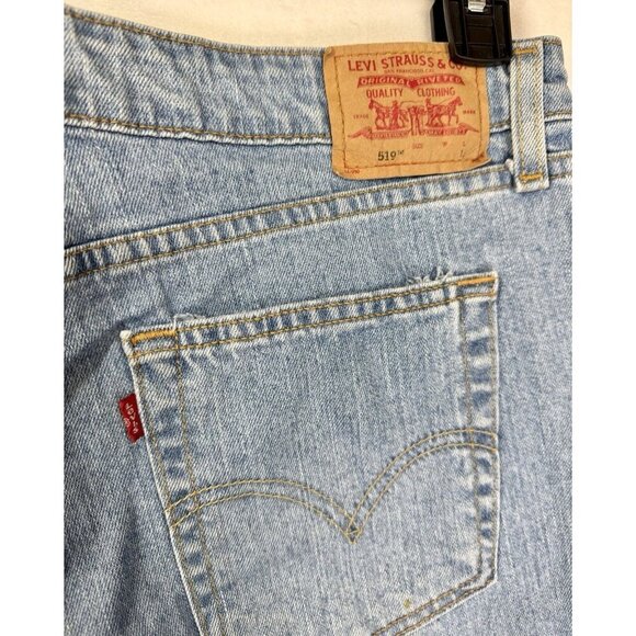 Vintage Levis 519 Low Flare Leg Jeans 13L Jr 35x32 Blue Stretch Light Wash Y2K - Picture 3 of 10